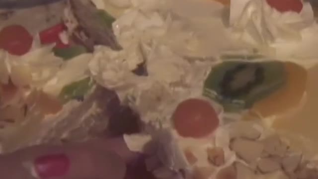 Cake covered teen